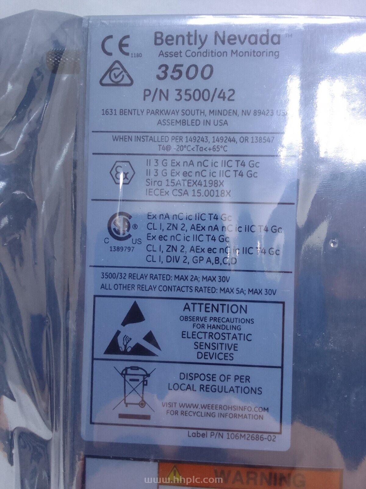 3500/42 140482-01 Bently Nevada  本特利 高品质低价格 I/O 模块 原装原盒未拆封 进口现货 价格优惠 